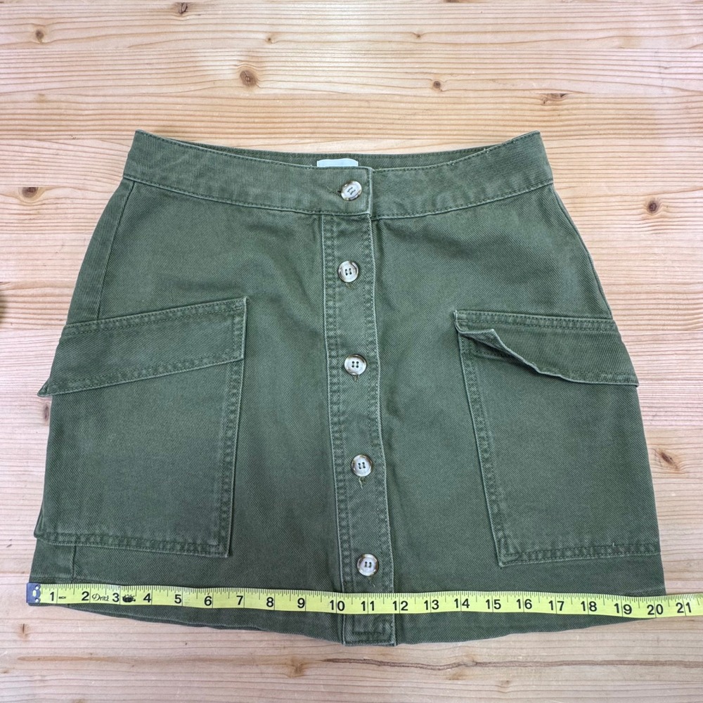 BDG Olive Green Button-Front Utility Mini Skirt Size Small Women's Cargo Style - Picture 7 of 9